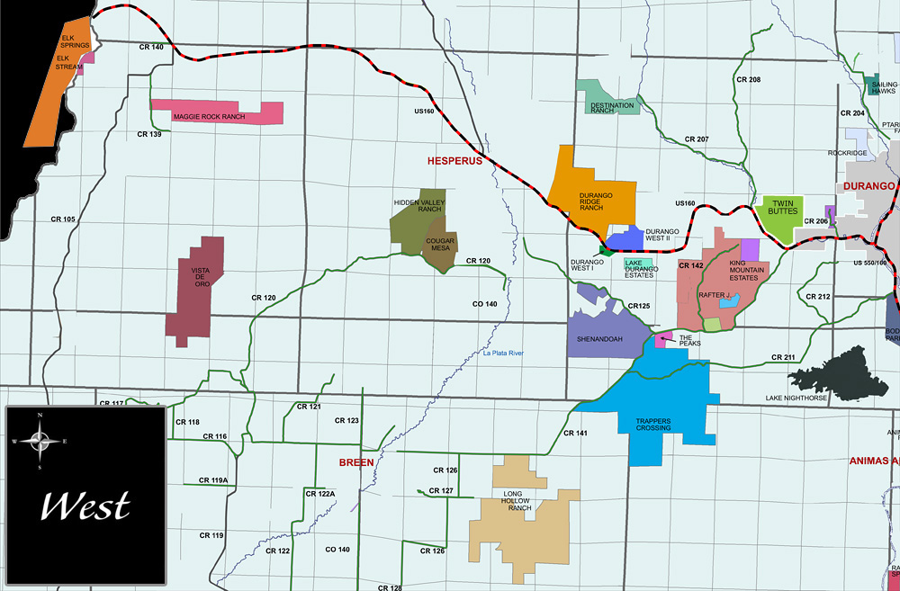 West Durango Colorado Neighborhood Map