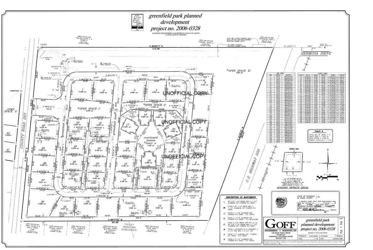Durango Real Estate - 62 Estancia Lane Plat Map - Buy Durango
